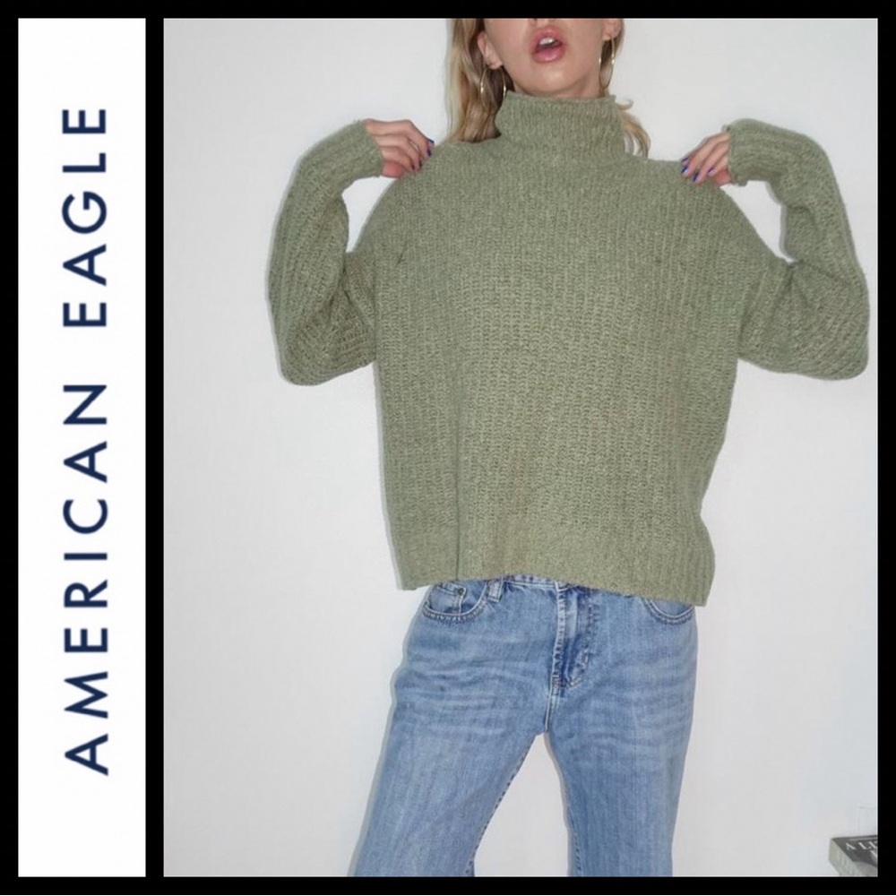 American Eagle Outfitters Olive Green Turtleneck Sweater